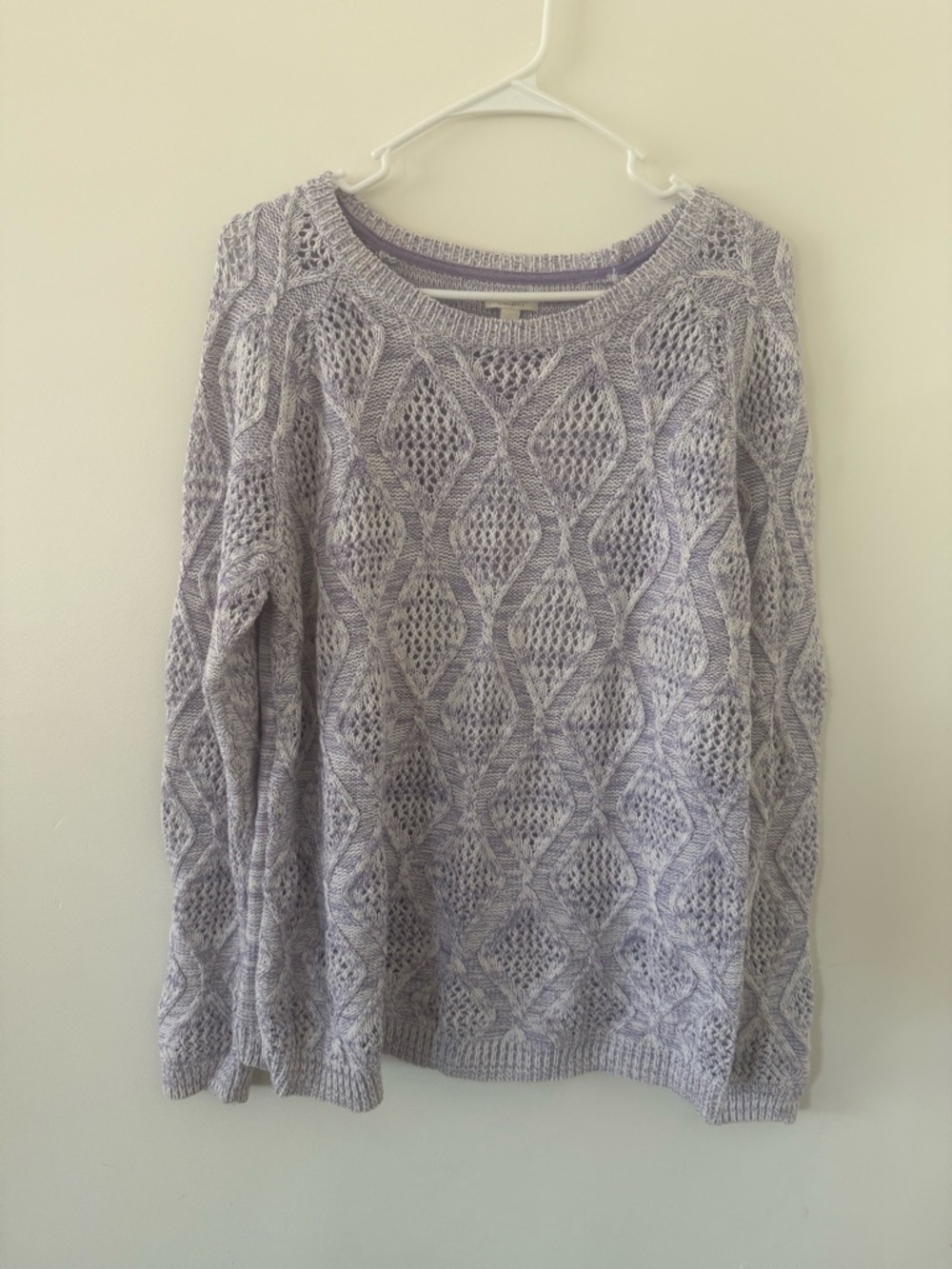 Light Lavender Open Knit Cotton Sweater